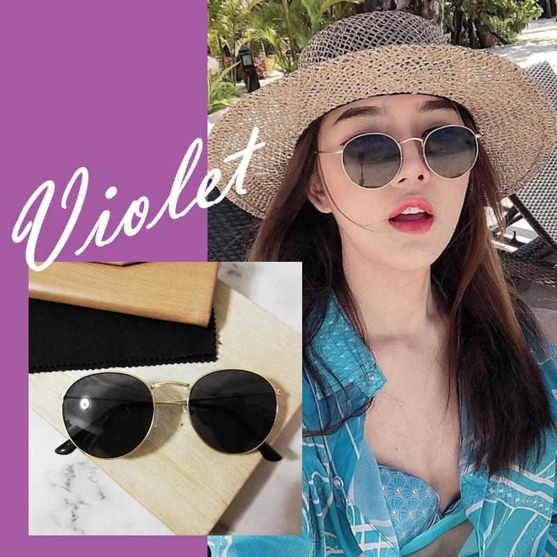 Violet แว่นตากันแดด แว่นกันแดด ทรงดิวส์ อริสรา กัน UV 400 แว่นดารา แว่นแฟชั่น แว่นผู้หญิง พร้อมส่ง เก็บเงินปลายทาง