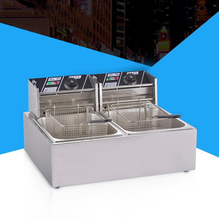 HAITAR หม้อทอดไฟฟ้า เตาทอดไฟฟ้า แบบ 2 หม้อ ขนาด 6+6 ลิตร หม้อทอดเพื่อการพาณิชย์ Deep fryer หม้อทอด เตาทอด