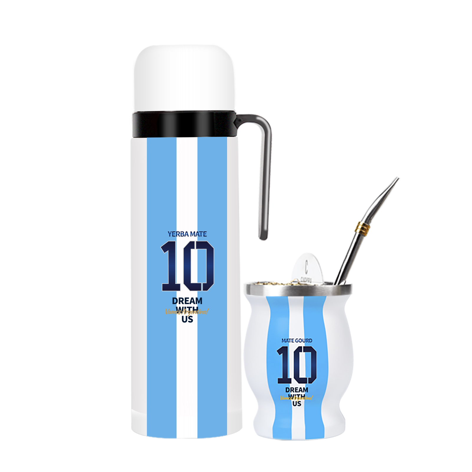 Argentine mate tea set No. 10, including Insulated pot and mate cup ราคา 1,899 บาท*ส่งฟรี