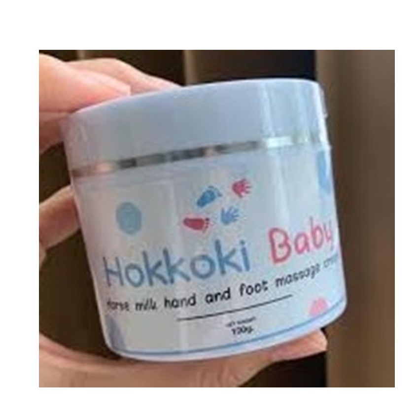 ครีมทาเท้า  Hokkoki Baby ครีมสำหรับทามือ ทาเท้า  ครีมน้ำนมม้าสกัดเย็น 100g. ( 1 กระปุก )