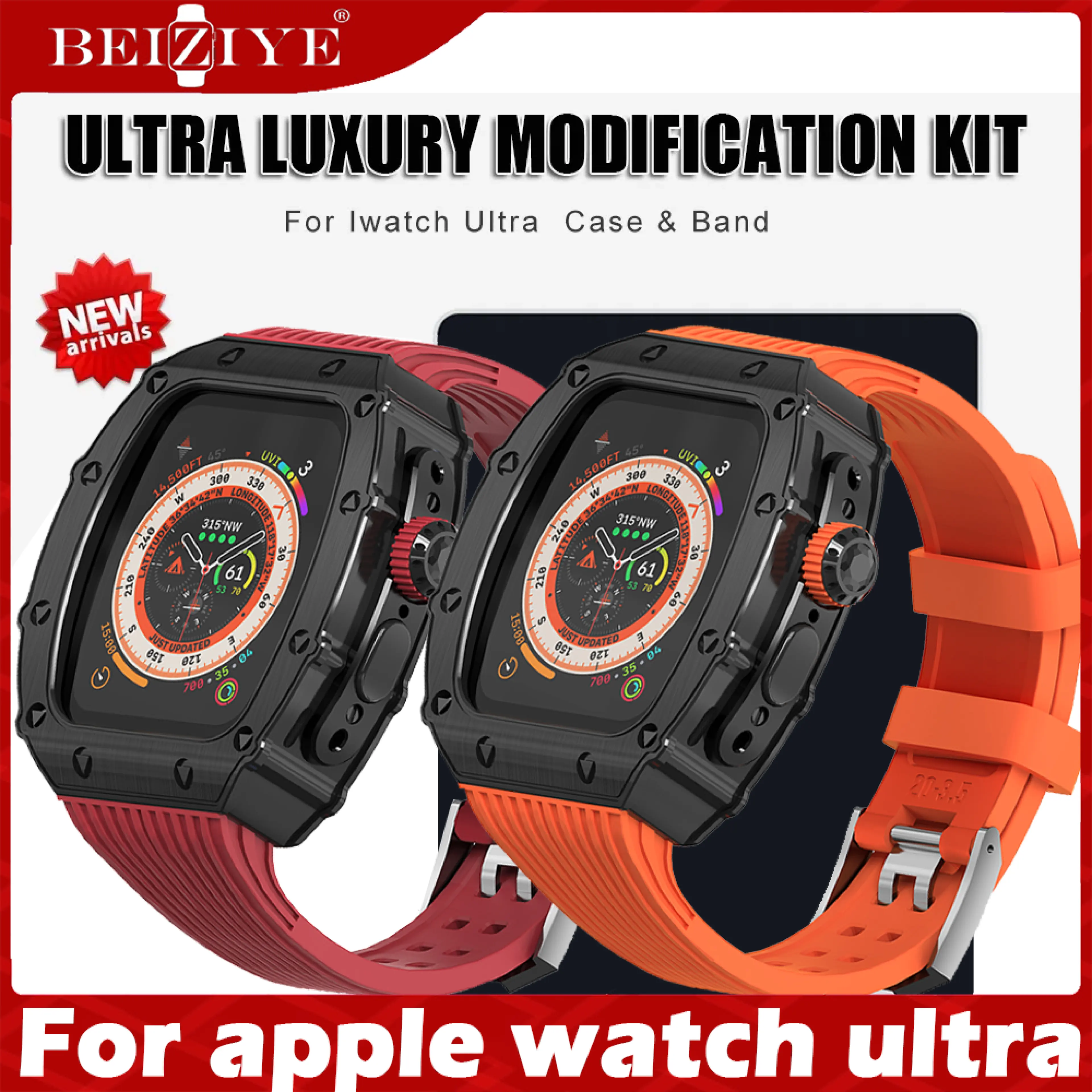 DIY Sport ซิลิโคน สายนาฬิกา Modification Kit For apple watch เคส Ultra 49mm For apple watch ultra 49mm สาย Rubber สายนาฬิกาข้อมือสำหรับ Luxury NEW