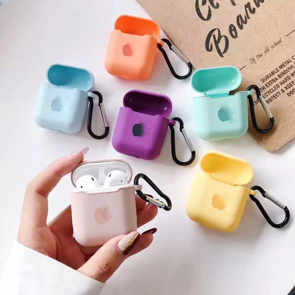 [ส่งจากไทย] ถูกที่สุด Case AirPodsโลโก้ สีพื้น เคสกันกระแทก สำหรับหูฟัง ชุดหูฟัง