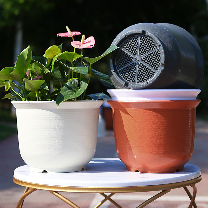 Spring Home กระถางมินิมอล มีจานรองในตัว ทรงโมเดิร์น กระถางต้นไม้พลาสติก ข้น เรซิน ราคา 56 บาท*ส่งฟรี