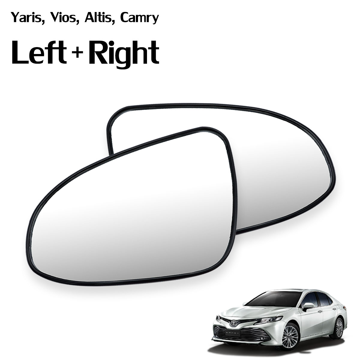 เนื้อเลนส์กระจก ข้าง ขวา+ซ้าย  ใส่ Toyota Vios Altis Yaris Camry ปี 2014 - 2019 RH +Lh  Wing Side Door Mirror Glass Len Yaris Vios Altis Camry Toyota