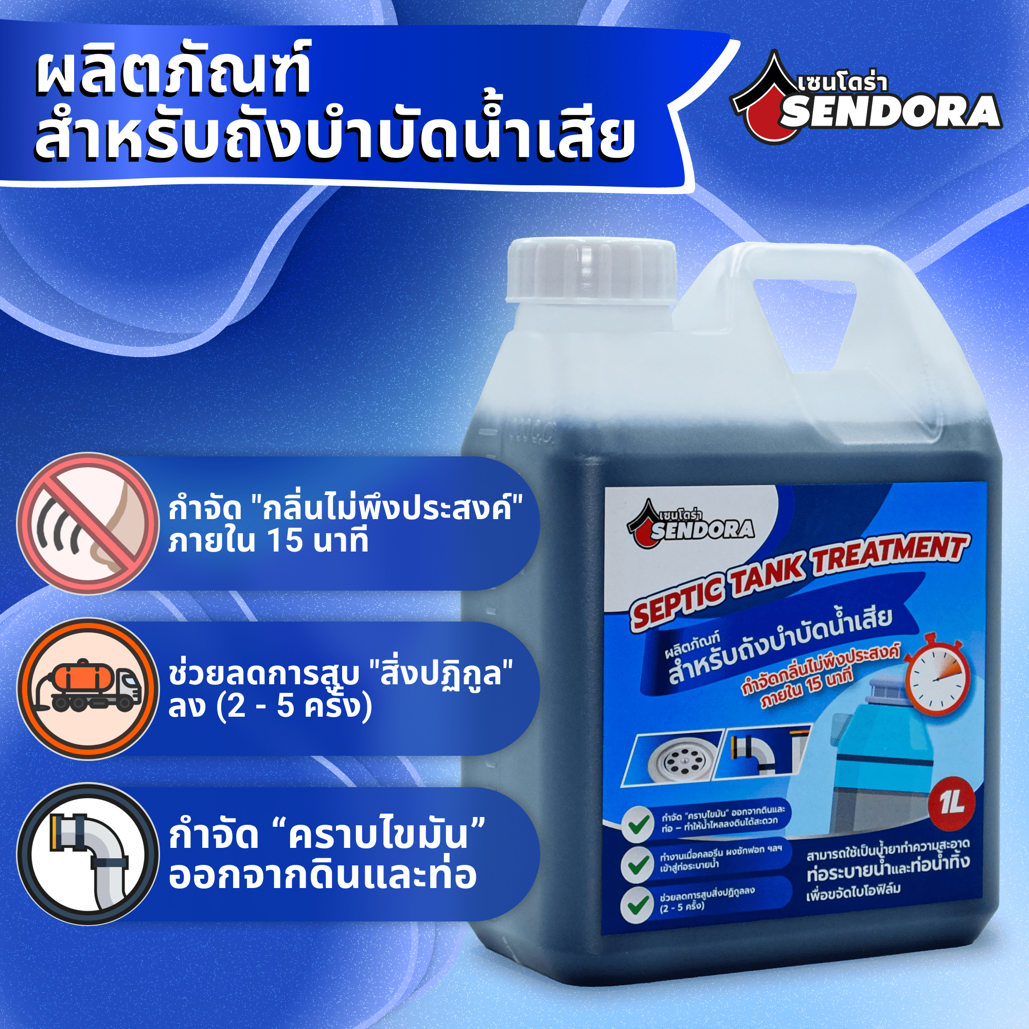 Septic Tank Treatment/Wastewater tank bioactivator/ Lemon Flavor/ For toilet/ Bad Smell/ Bacteria/ Toilet Cleaner/ Bathroom Cleaner/ Bacteria for septic tank/ Drain Cleaner/ Drain Unblocker/ Clogged Pipe/ Clogged Drain/ Smelly Toilet ราคา 149 บาท*ส่งฟรี