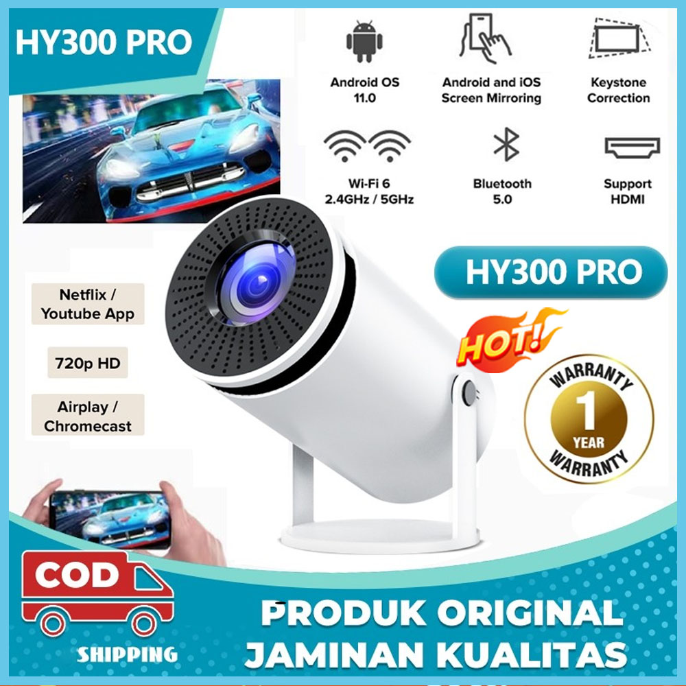 Wifi Movie Projector 1920*1080P Hd Support Mobile Phone Screen Sharing Mini Projector Hy300 4K Projector ราคา 930 บาท*ส่งฟรี