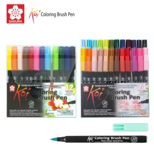 ภาพหน้าปกสินค้าปากกาพู่กัน Koi โคอิ ชุด 12 สี และ 24 สี ยี่ห้อซากุระ พู่กันสีน้ำ ปากกาหัวบรัช ปากกาสีพู่กัน (Sakura koi brush pens) ปากกาพู่กันจีน ปากกาหัวพู่กันสี ที่เกี่ยวข้อง