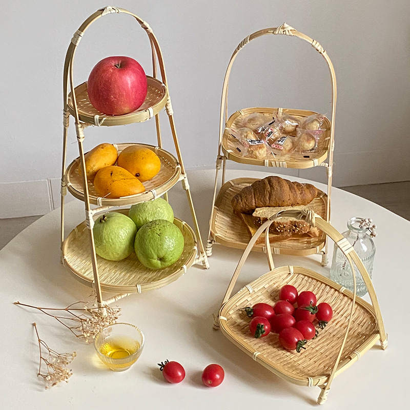 Bamboo Snack Stand Wedding Cake Stand Cookie Platter Sushi Dessert Table Dessert Snack Tray Bread Basket ราคา 249 บาท*ส่งฟรี