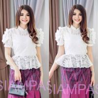 SOF เสื้อลูกไม้ ผ้านำเข้าเกรดพรีเมี่ยม นุ่มมาก อก 32-36 34-38 38-40 40-42 42-46 นิ้ว เสื้อลูกไม้แขนสั้น เสื้อลูกไม้สีขาว ลูกไม้สวย แขนกุหลาบ Blouse