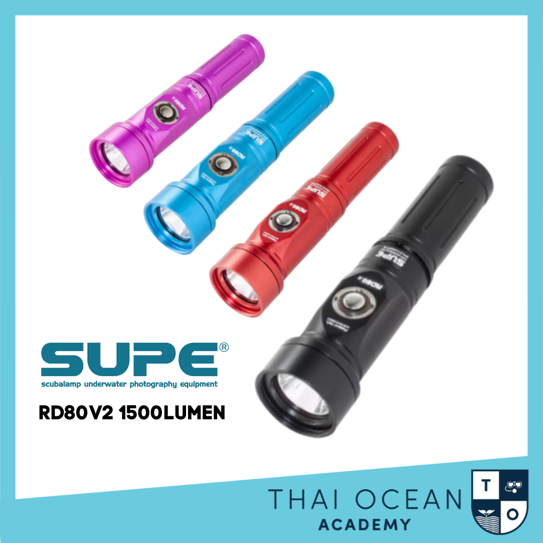 ไฟฉายดำน้ำลึก SUPE Scubalamp RD80v2 LED Recreational Diving Torch - 1500 lumens ราคา 2,900 บาท*ส่งฟรี