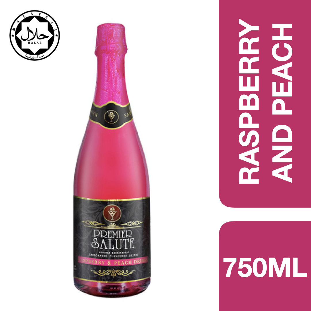 Premier Salute Raspberry and Peach Carbonated Drink 750ml ++ พรีเมียร์ซาลูทน้ำกลิ่นราสพ์เบอร์รี่และกลิ่นพีชอัดก๊าซ 750ml