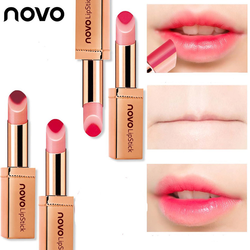 ลิปทูโทน โนโว novo double color ฝาครอบแบบแม่เหล็ก แท่งสีทอง 🎉 Novo 🎉 Hydra lip สายแบ๊วต้องมี