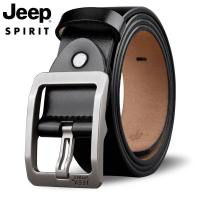 JEEP SPIRIT เข็มขัดกางเกงสำหรับผู้ชายแบบเข็มเข็มขัดหัวเข็มขัดหนังวัวแท้