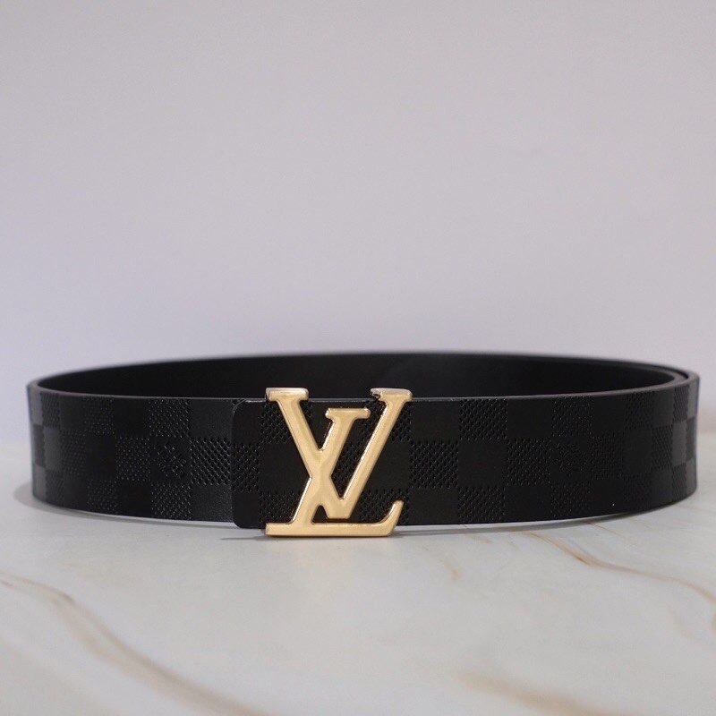 เข็มขัดหลุยส์ หนังแท้ ปั้มโลโก้บนสาย ลายตาราง สีดำ สีน้ำตาล LV Belt for men เข็มขัดหนัง เข็มขัดแบรนด์เนม