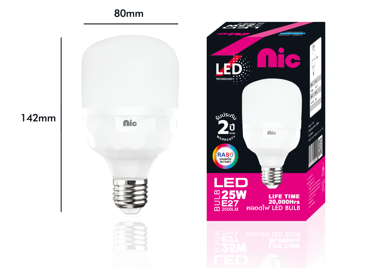 ร้าน NIClighting หลอดไฟ LED หลอด LED SlimBulb light ขั้ว E27 หลอดไฟ E27 25W 35W 45W 65W 85w หลอดไฟ LED สว่างนวลตา มีแสงขาว และ แสงวอร์มไวท์