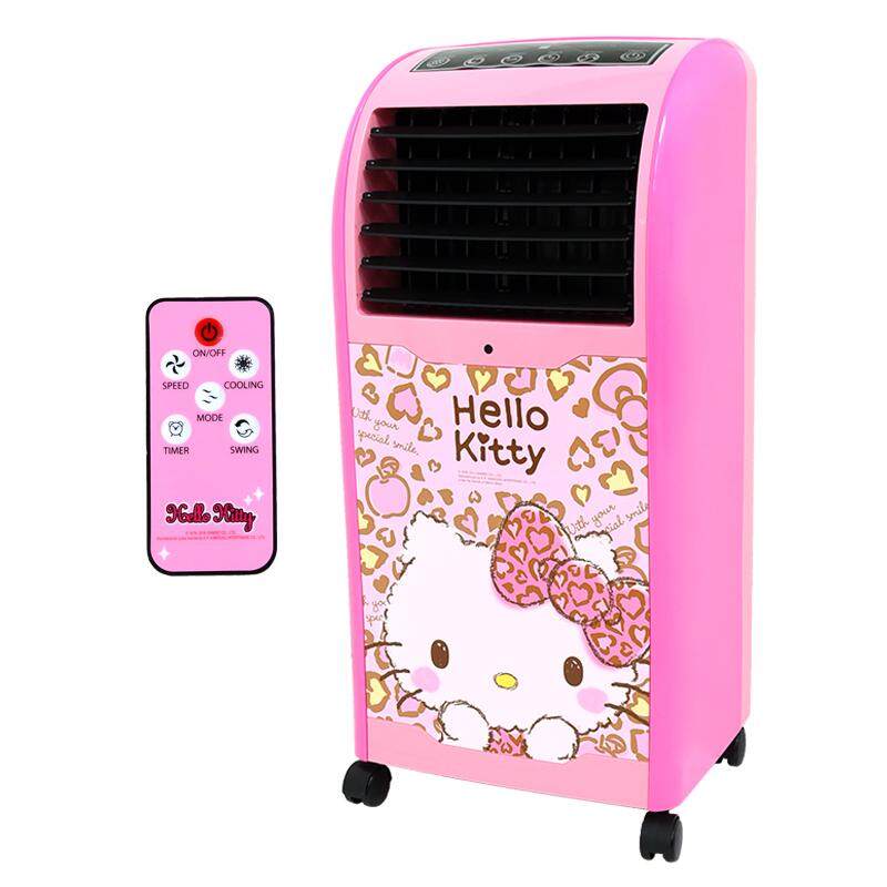 GALAXY พัดลมไอเย็นลายคิตตี้ Hello Kitty พร้อมรีโมทคอนโทรล รุ่น AB-603 สีชมพู ลายเสือหัวใจ พัดลมไอน้ำ พัดลมไอเย็นเคลื่อน Air Cooler