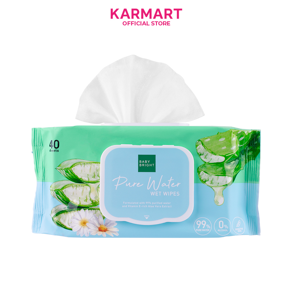 Baby Bright Pure Water Wet Wipes 40Sheets ราคา 59 บาท*ส่งฟรี