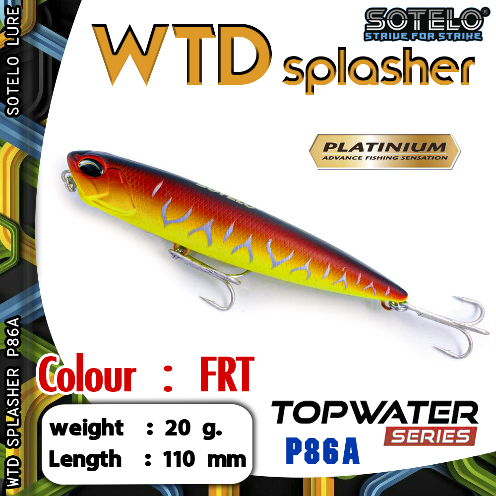 อุปกรณ์ตกปลา เหยื่อปลั๊ก เหยื่อปลอม SOTELO - รุ่น WTD SPLASHER P86A (110mm)