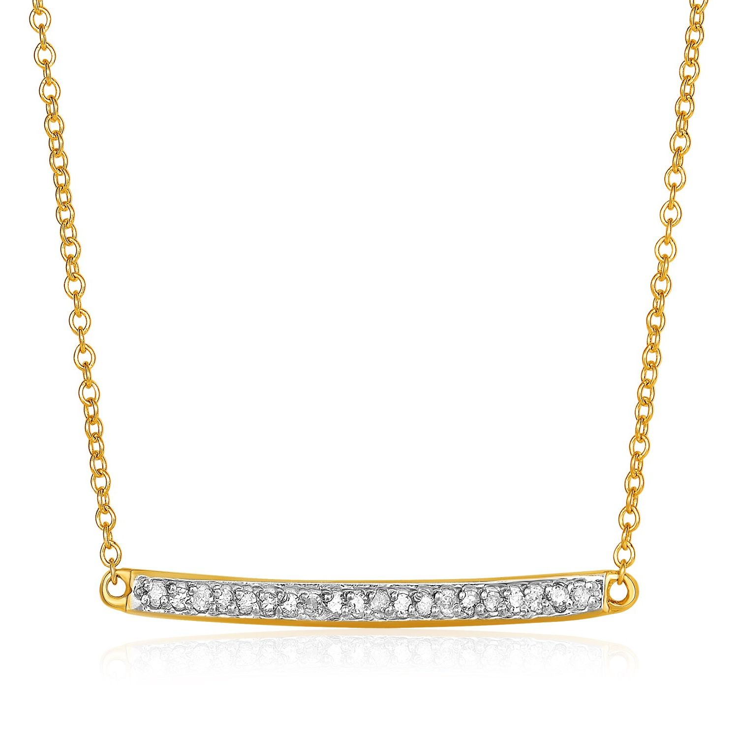 Nathalias NY 14k Yellow Gold 18 inch Necklace with Gold and Diamond Bar (1/10 cttw) ราคา 21,000 บาท*ส่งฟรี