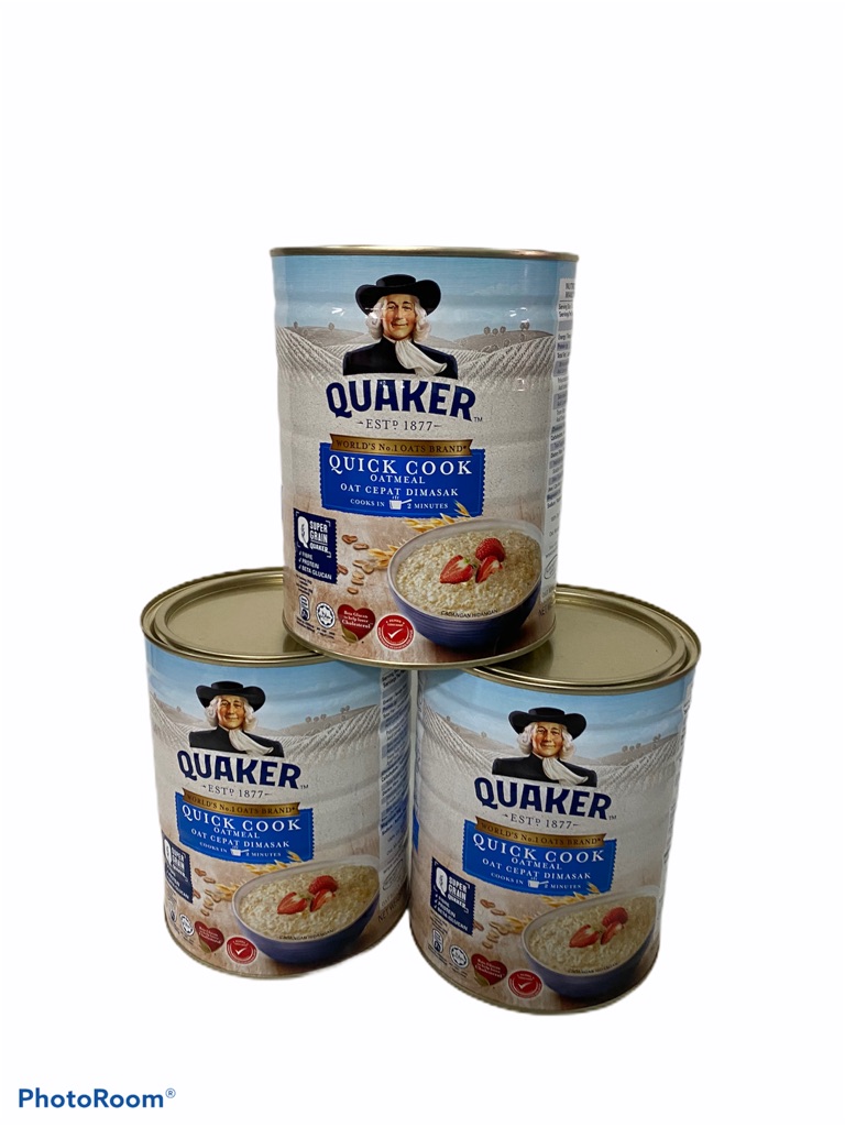 QUAKER!! ข้าวโอ๊ด...OAL MEAL 800g  กระป๋องสีน้ำเงิน!! 1SETCOMBO 3 กระป๋อง ราคาพิเศษ!! พร้อมส่ง