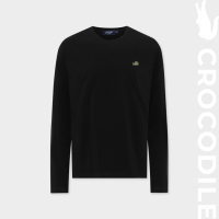 CROCODILE BLACK CUSTOM FIT CREW NECK LONG SLEEVE T-SHIRT เสื้อยืดคอกลมแขนยาวสีดำทรงคัสตอมฟิต
