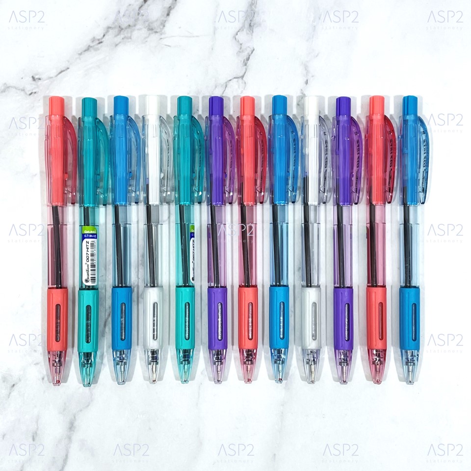 [แพ็ค 12 ด้าม / กระปุก 50 ด้าม] ปากกาลูกลื่น 0.7 มม. ควอนตั้ม Quantum 007 HITZ หมึกน้ำเงิน / แดง
