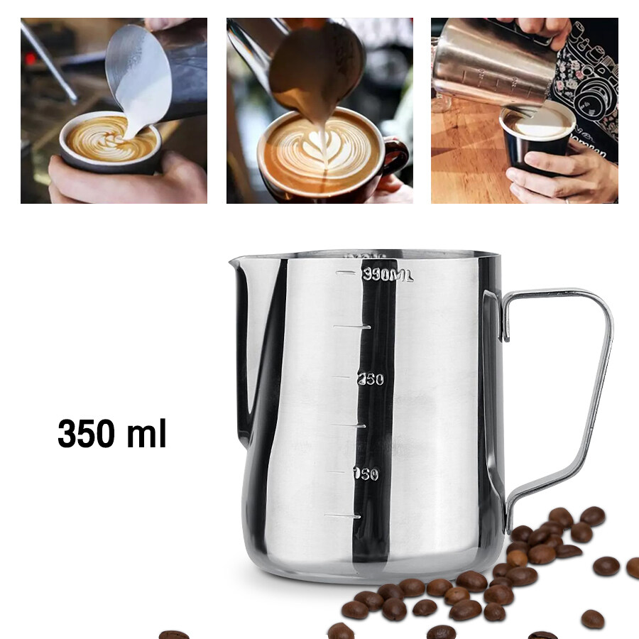 เหยือกตีฟองนม ถ้วยตวงนม แก้วพิชเชอร์ เหยือกตีฟองนม แบบสแตนเลส304 สำหรับชงกาแฟ สีเงิน 350ml/600ml coffee cup Ivvyshop