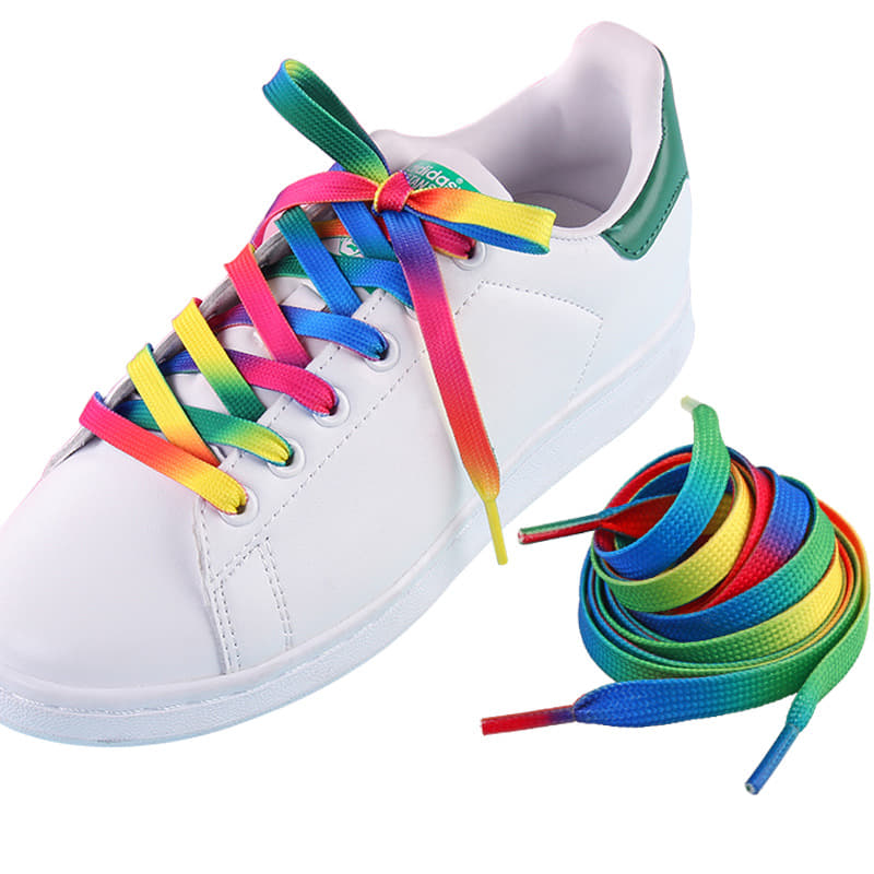 เชือกรองเท้า  เชือกผูกรองเท้าสายรุ้ง Rainbow 3 แบบ  สินค้าพร้อมส่งในไทย ( 1 คู่  )