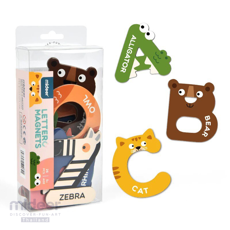 Mideer มิเดียร์ LETTER MAGNETS ตัวอักษรแม่เหล็กลายสัตว์ ของเล่น ของเล่นเสริมพัฒนาการ ของเล่นลูกน้อย ของเล่นเด็ก ของเล่นตัวต่อ ของเล่นฝึกสมาธิ ของเล่นไม้ สื่อการเรียนรู้ สื่อการเรียนการสอน แม่เหล็ก ABC คำศัพท์