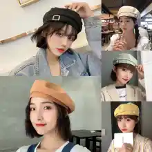 ภาพขนาดย่อของสินค้าHatgogo หมวก สไตล์เกาหลี  มี8สี ไหม่ หมวกเบเร่ต์ หมวกแฟชั่น หมวกผู้หญิง
