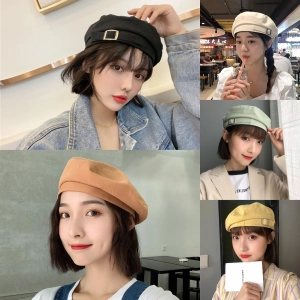 สินค้า Hatgogo หมวก สไตล์เกาหลี!!!มี8สี ไหม่ หมวกเบเร่ต์ หมวกแฟชั่น หมวกผู้หญิง