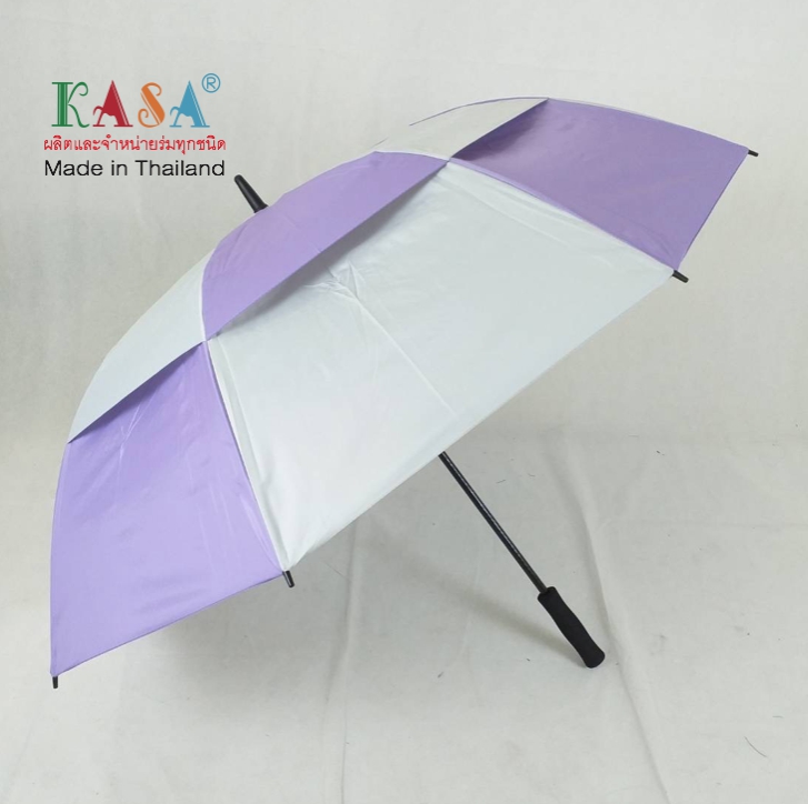 ร่มกอล์ฟ 2 ชั้น 30 นิ้ว ไฟเบอร์ เปิดออโต้ ผ้าUV ขาวสลับสีบนล่าง กันแดด กันน้ำ สีสวย ร่มแฟชั้น สปริงใช้งานง่าย ผลิตในไทย Golf Umbrella