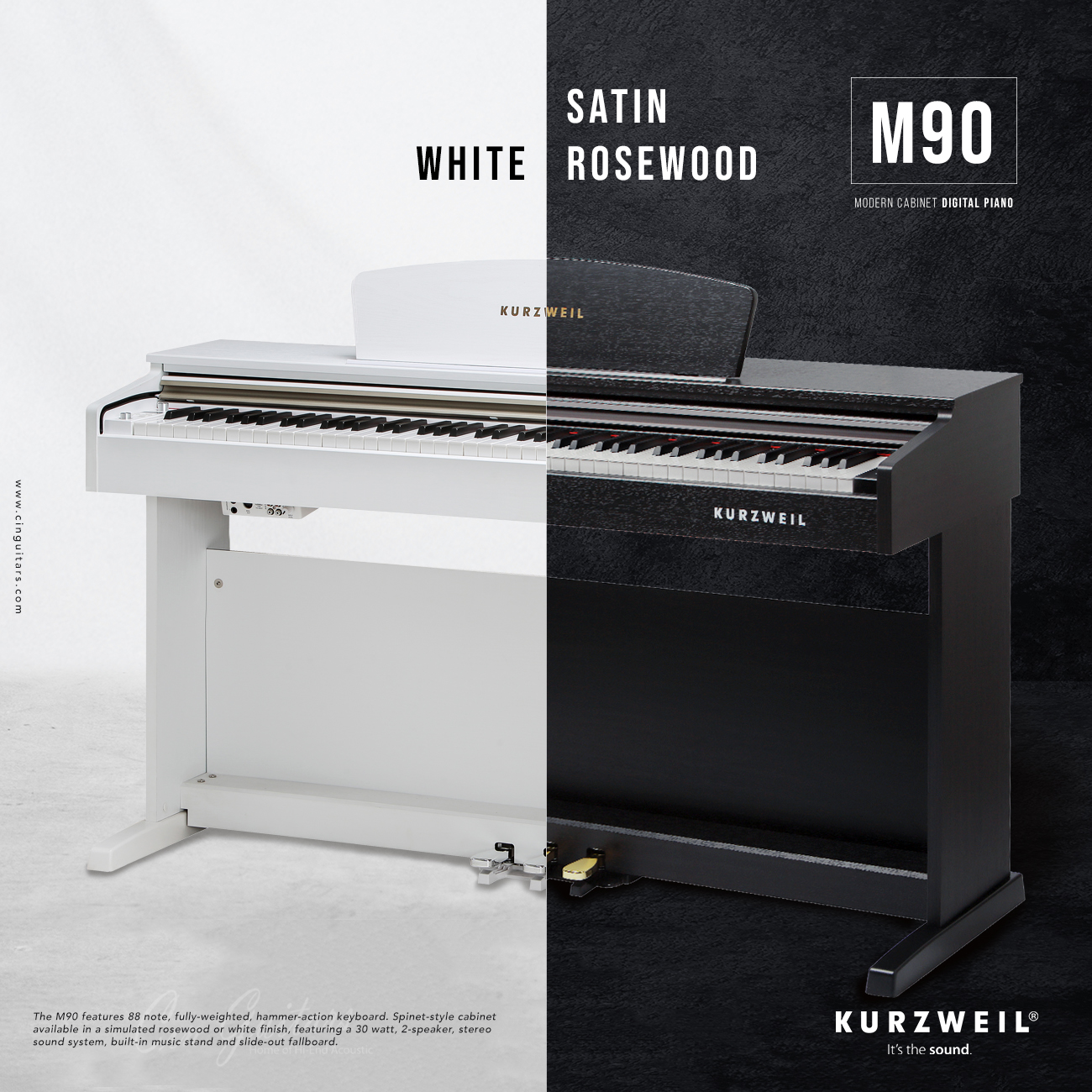 Kurzweil M90 เปียโนไฟฟ้า 88 Keys Modern Cabinet พร้อมอุปกรณ์ครบชุด ส่งฟรี ! พร้อมโปรโมชั่นผ่อน 0% และเก็บเงินปลายทาง