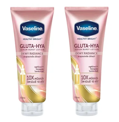 Vaseline Healthy Bright Gluta-Hya Serum Burst Lotion Dewy Radiance 330ml. (2หลอด) วาสลีน เฮลธี้ ไบรท