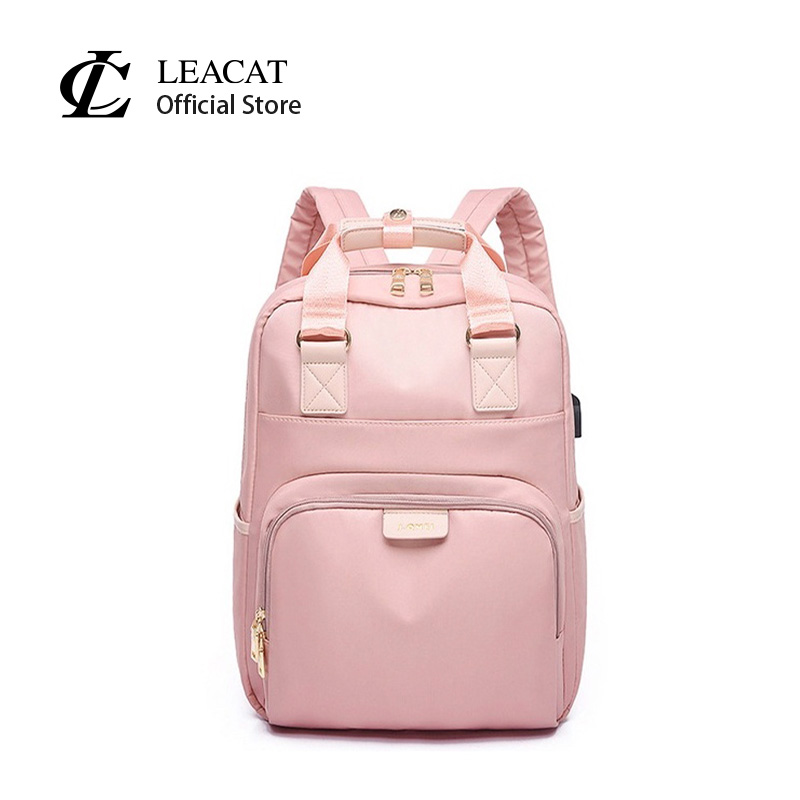 Leacat Women's Nylon Laptop Backpack Waterproof Anti-theft 15.6 Inch Laptop Bag With USB Port