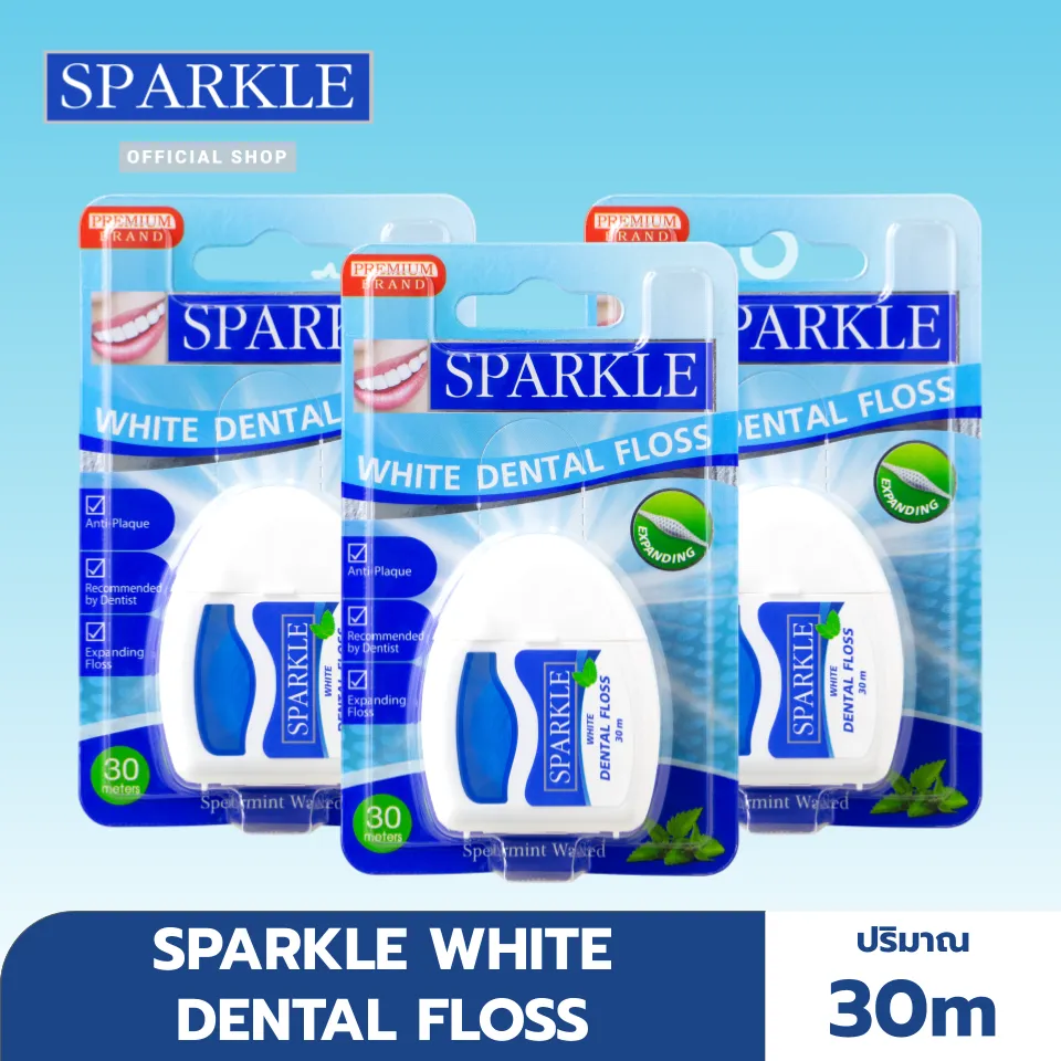 [แพ็ก 3] SPARKLE ไหมขัดฟัน White Dental Floss 30 m. SK0059