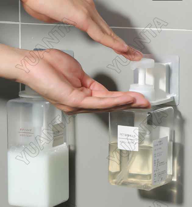 YUANTA เจลอาบน้ำในห้องน้ำที่วางขวดแชมพูเหลว ราวแขวนพลาสติกแบบติดผนัง Bathroom Shower Gel Liquid Shampoo Bottle Holder Plastic Wall Mount Holder