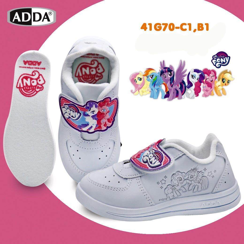 Adda รองเท้านักเรียน รองเท้าผ้าใบ รองเท้านักเรียนอนุบาล รองเท้าพละ รองเท้านักเรียนเด็กหญิง นักเรียนหนังสีขาว รองเท้านักเรียนผูหญิง  รุ่น A41G70-C1 ตัวใหม่