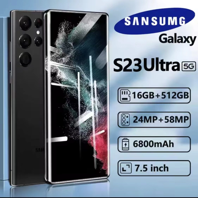 ภาพหน้าปกสินค้าส่งฟรี สมาร์ทโฟนโทรศัพท์ รุ่น Galaxy S23 Ultra โทรคัพท์มือถือ 5G 6.0 นิ้ว เต็มหน้าจอ โทรศัพท์ของแท้ 16GB RAM+512GB ROM มือถือ