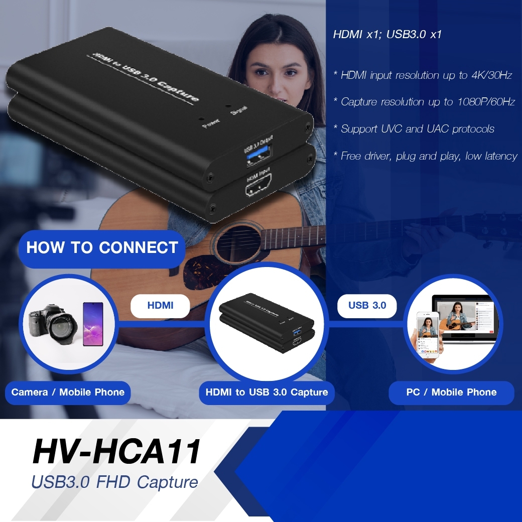 HV-HCA11 USB3.0 FHD Capture Streaming (2 พอร์ต)