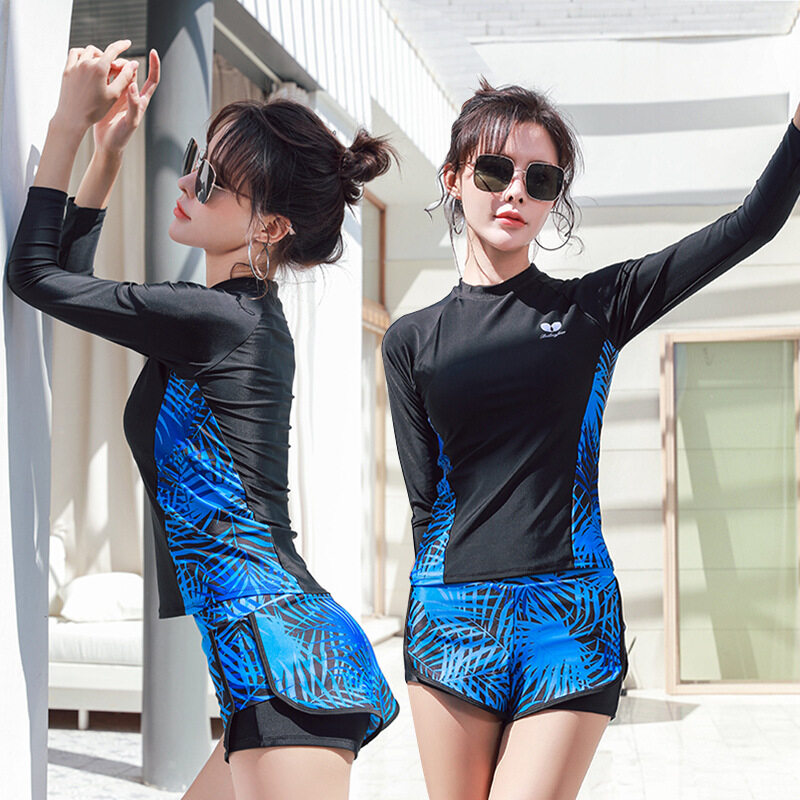 To Dream 2716 blue long sleeve swimsuit ชุดว่ายน้ำแขนยาวผู้หญิงแฟชั่นระดับไฮเอนด์ป้องกันรังสี UV ชุดว่ายน้ำสองชิ้นไซส์ L XL XXL swimwear women beachwear