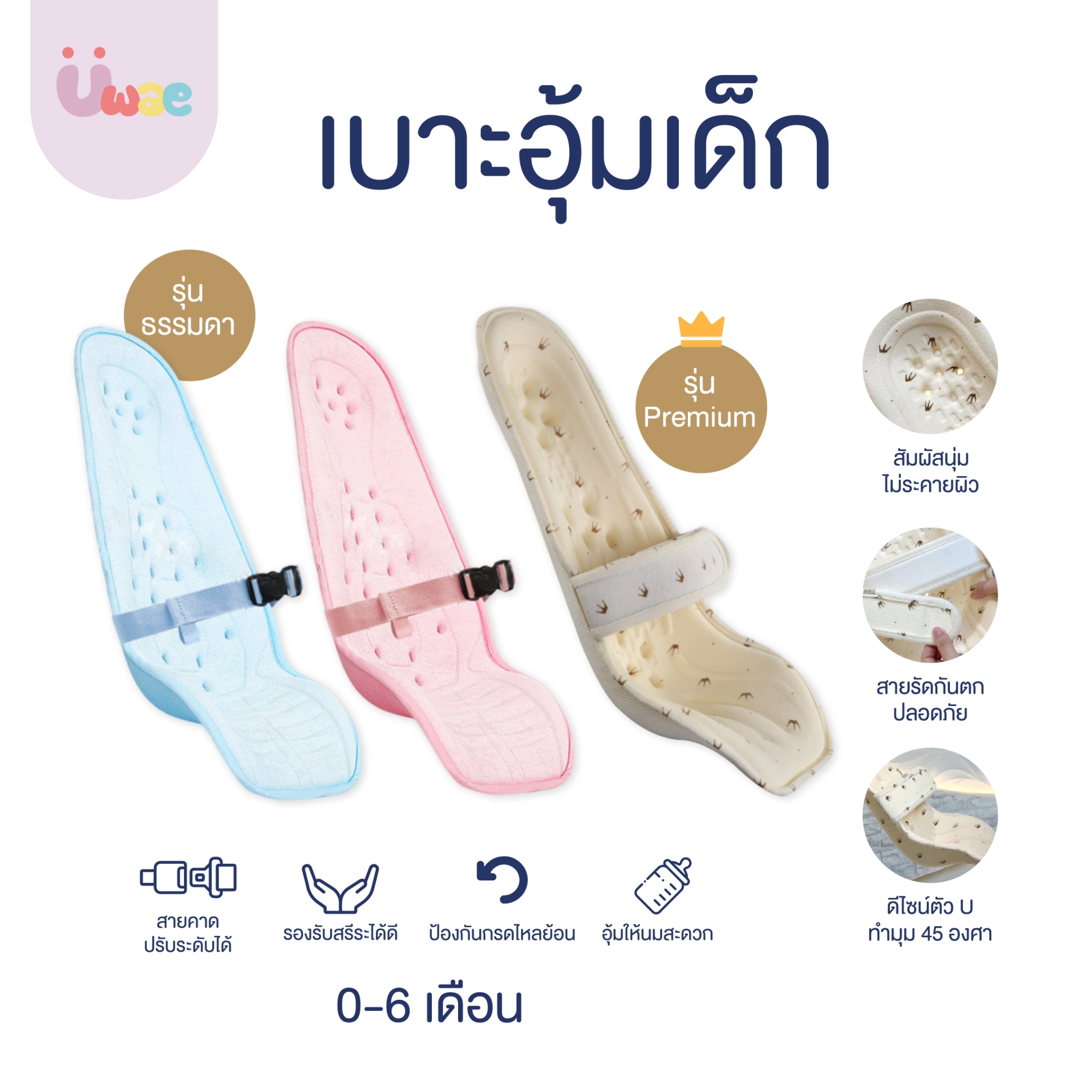 Uwae เบาะอุ้มเด็ก เบาะอุ้มรองให้นม ทำมุมเอียง 45 องศา รุ่น UW004-UW006 ราคา 399 บาท*ส่งฟรี