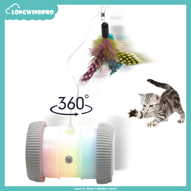 Automatic Cat Toy Roller Training Smart Feather Toys Playing Self Interactive ABS Toys for Pet Cats Training Fun Games Indoor ราคา 657 บาท*ส่งฟรี