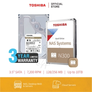 สินค้า Toshiba NAS HDD (8TB) 3.5\" SATA 3.5 รุ่น (N300) HDWG480 :7200RPM C/B 256 MB Internal Harddisk