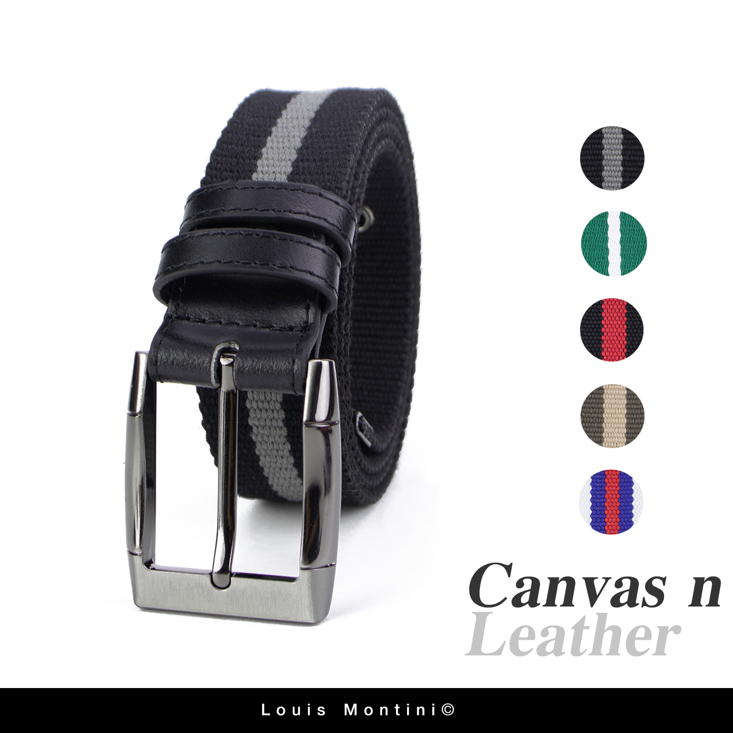 Louis Montini Canvas Belt canvas เข็มขัดผ้า เข็มขัดผู้ชาย เข็มขัดแฟชั่น MCT19