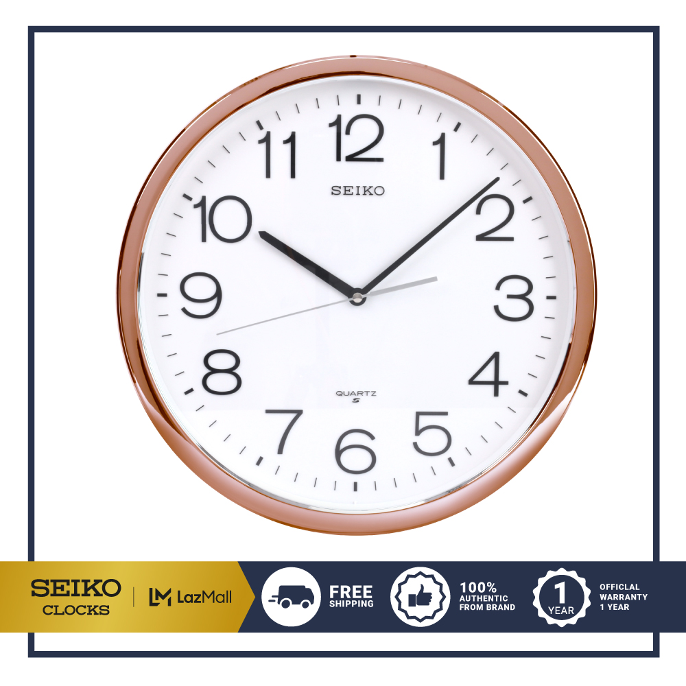 SEIKO CLOCKS นาฬิกาแขวน รุ่น PDA014F ขนาด 12.2 นิ้ว เดินเรียบ สีโรสโกลด์