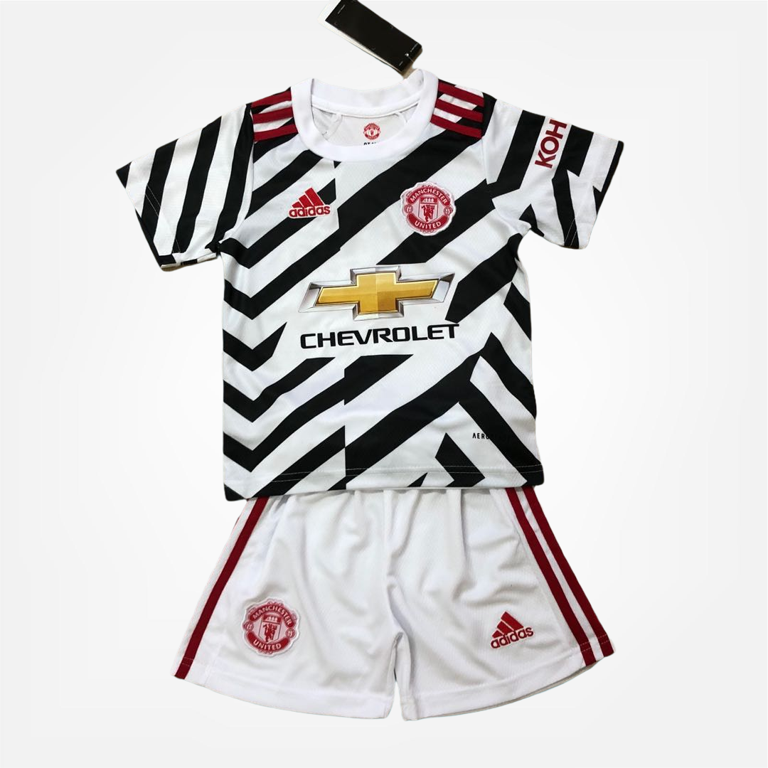 20-21 Manchester United Home เสื้อผ้าเด็กอนุสรณ์รุ่นเยาวชนเด็กเสื้อยืดคุณภาพ AAA