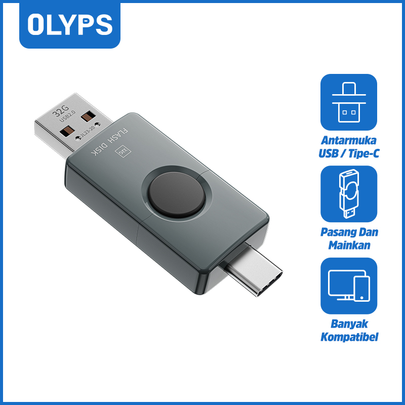 OLYPS แฟลชไดร์ฟ Flash Drive 2 in 1 USB + Type-C Ultra Dual Drive OTG 32GB / 64GB ประกัน 1 ปี ราคา 259 บาท*ส่งฟรี