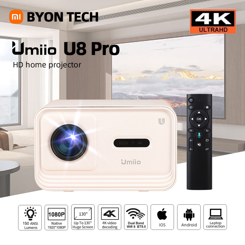 🔥[เครื่องเล่นเกมฟรี]Umiio U8 Pro wifi/5G รุ่นใหม่ล่าสุด Android10 เชื่อมต่อกับ projector เชื่อมต่อโทรศัพท์ 4K UHD Bluetooth พร้อมแอพ netlfix youtube google เครื่องฉายโปรเจคเตอ รองรับการเชื่อมต่อแล็ปท็อป ราคา 6,498 บาท*ส่งฟรี