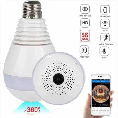 Light Bulb Camera Wireless Camera Wifi 1080P Panoramic FishEye Home Camera 360 Degree Night Vision Video Camera